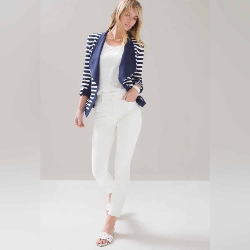 White House Black Market Petite Sculpt High-Rise Skinny Ankle No-Show White Jean